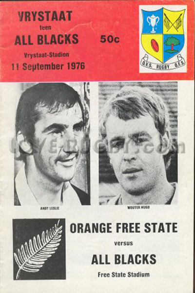 1976 Orange Free State v New Zealand  Rugby Programme